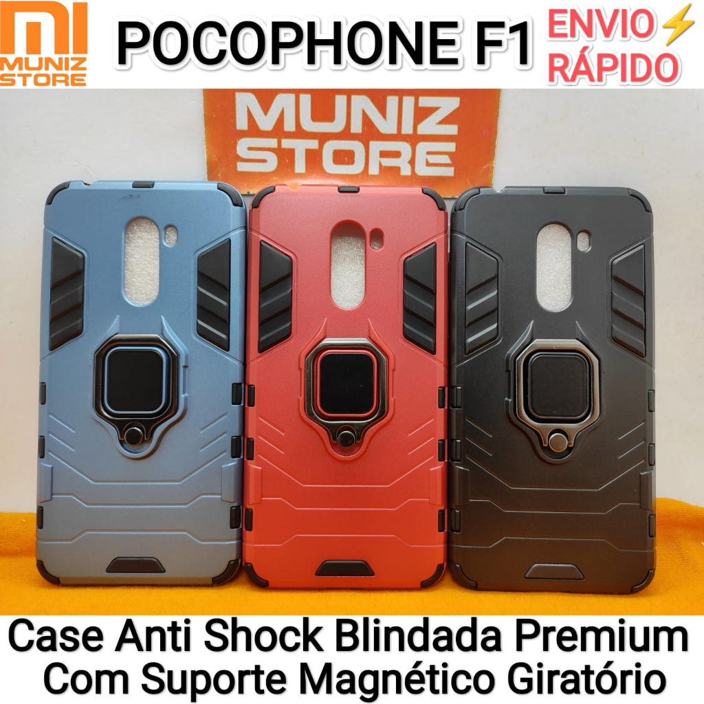 Case Xiaomi Pocophone F1 Capa Blindada Anti Impacto Capinha Anti Shock Com Suporte Magnético Giratório