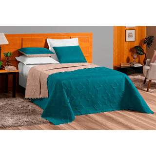 Cobre Leito 03Pçs Dupla Face Liso Azul King 100% Poliéster Promoção Matelado Ultrassônico