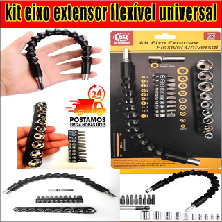 Extensão Eixo Prolongador 1/4 Ferramenta Braço Flexível 30cm Cabo Extensor Adaptador parafusadeira ou furadeira