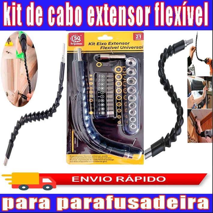 kit de cabo extensor flexível para parafusadeira