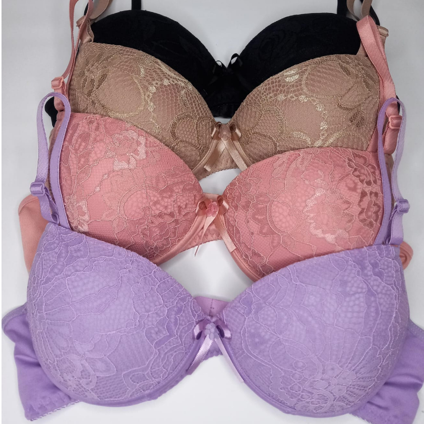 Victorias Secret Dream Angels Empurre ou sutiã 34B Pink Black Lace