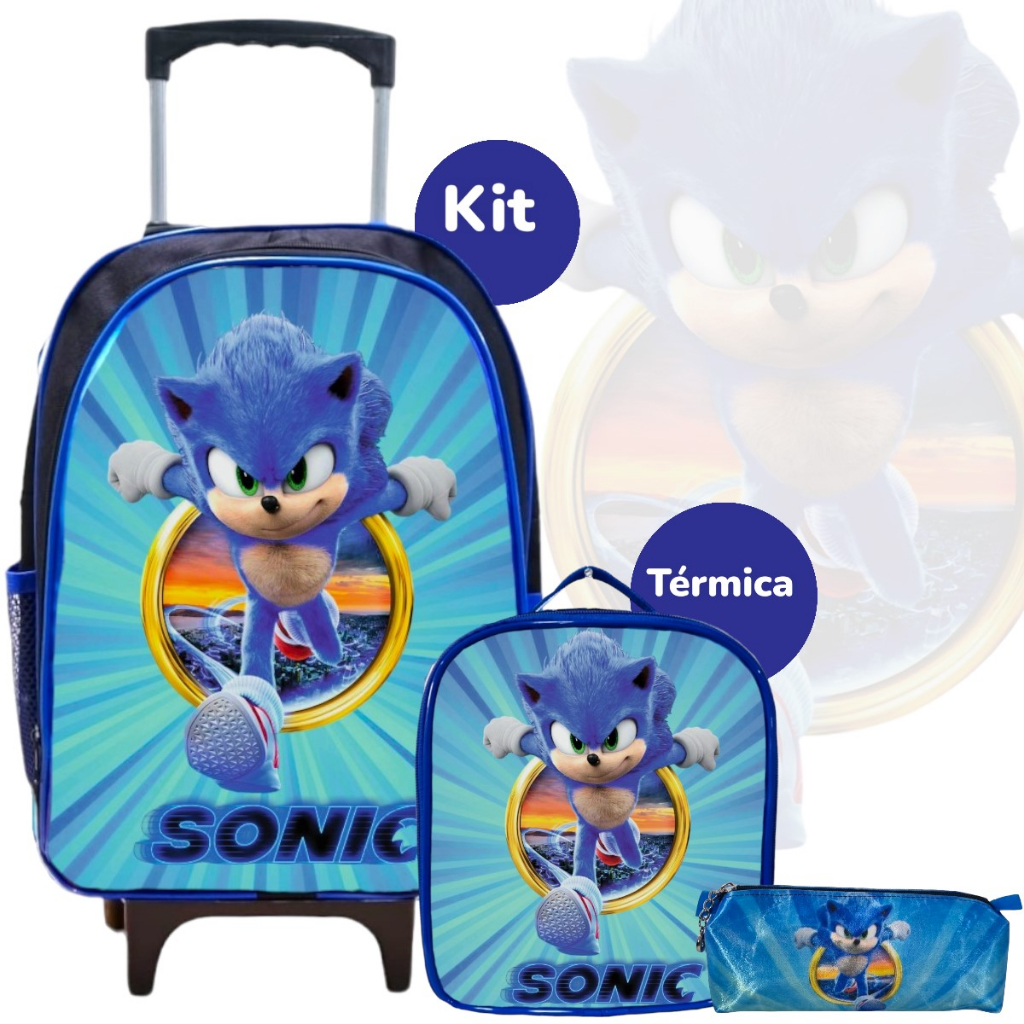 Mochila Sonic Menino Ouriço Jogo Filme Infantil Escolar Top