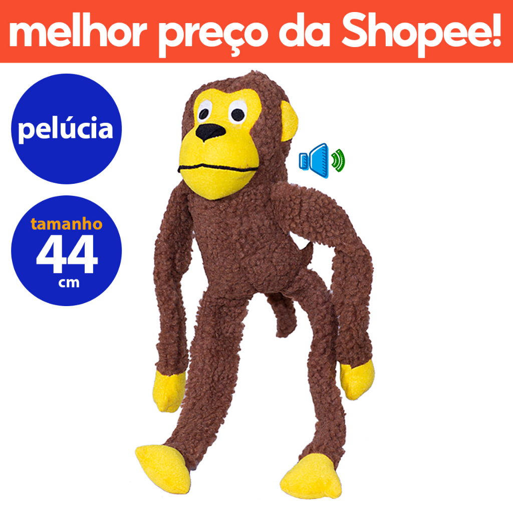 Brinquedo para Cachorros Pelúcia Macaco Fofo