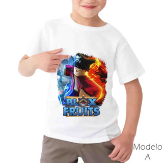 Camiseta Infantil Blox Fruits Roblox Jogo Preta Algodão Game