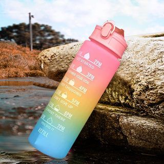 Garrafa de Água Squeeze Fosca Coloridas 900ml Degradê Motivador com Adesivos 2D Academia Trabalho Antivazamento Fotos Reais