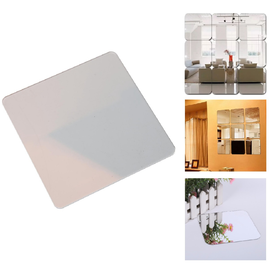 2 Espelhos Adesivo Mágico Acrílico Quadrado 15cm Parede