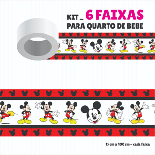 kit - Faixa Adesiva para Quarto de Bebê - mickey _ MOUSE - 06 Unid