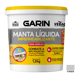 Manta Líquida Emborrachada Impermeabilizante Garin 1,2kg CINZA