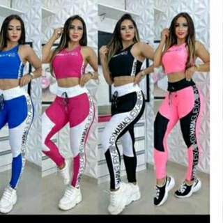 conjunto feminino Fitness Academia esporte. shorts + top com bojo blogueira  veste muito bem no corpo ,(ZERO TRANSPARÊNCIA)