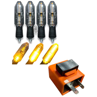 Kit 04 Piscas Moto Seta Led Sequencial Twister + RELE PISCA SETA LED 2 PINOS COM REGULAGEM DE VELOCIDADE UNIVERSAL
