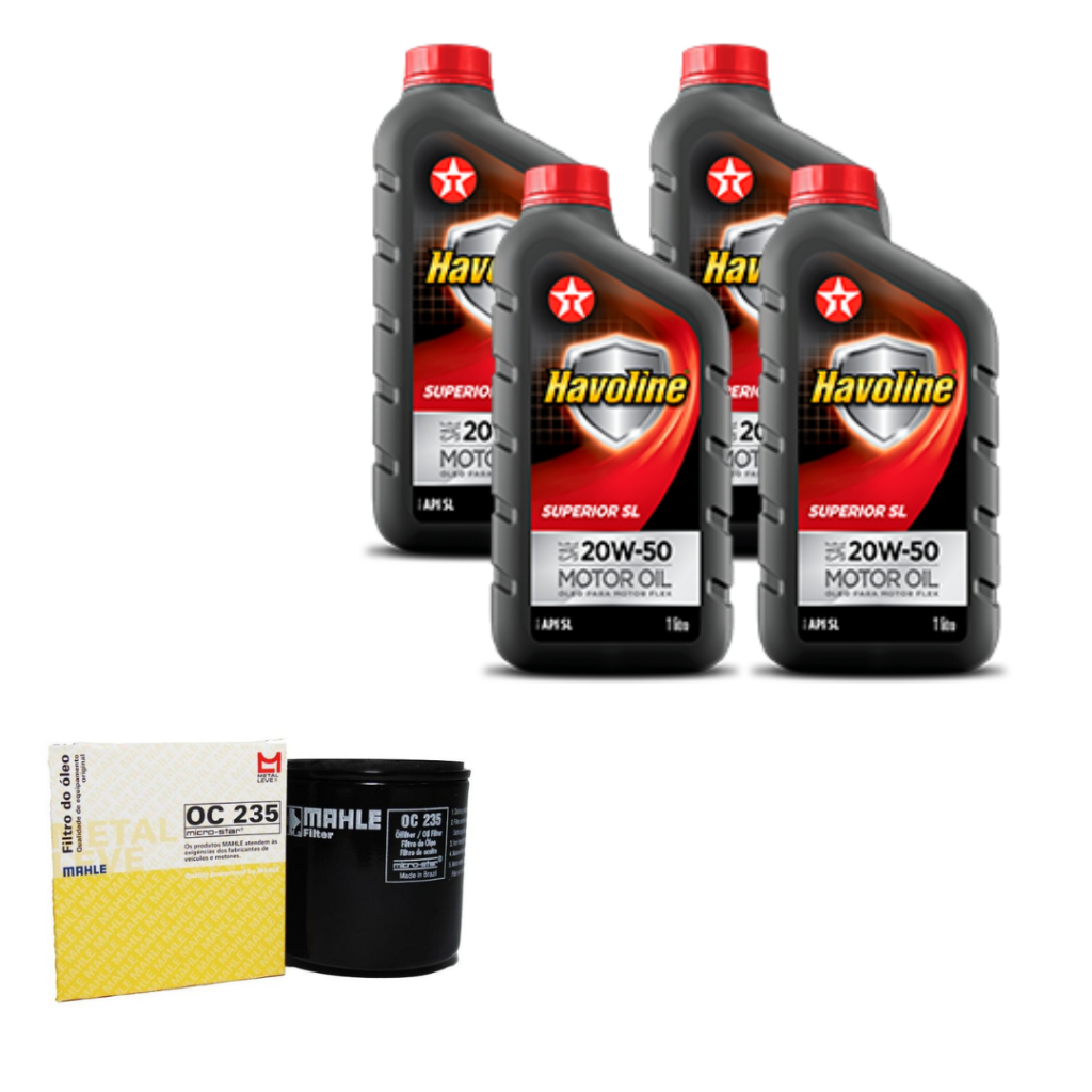 KIT TROCA DE ÓLEO HAVOLINE 20W50 4L 1 FILTRO DE ÓLEO OC235 BRONCO COURIER ECOSPORT ESCORT