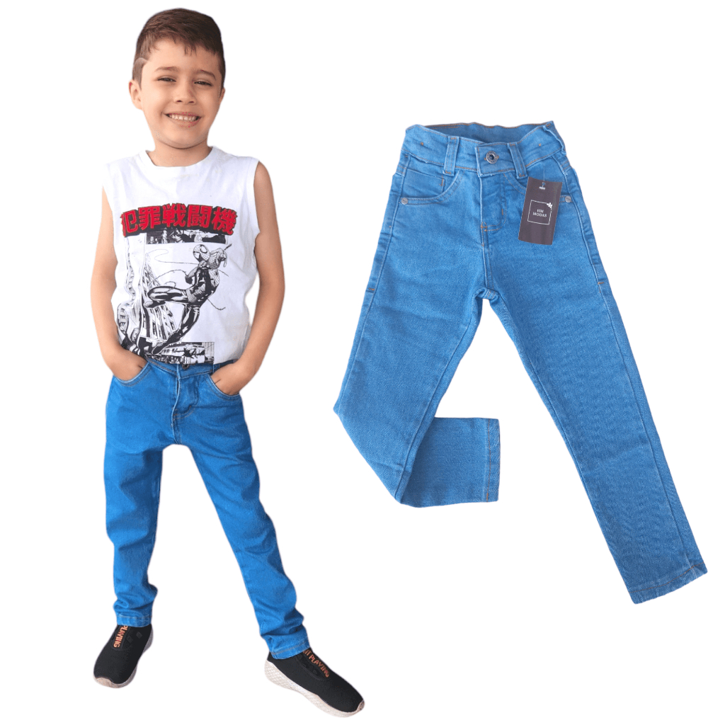 Elastano CalÇa Jeans Para Bebe Masculino Calça Infantil Jeans
