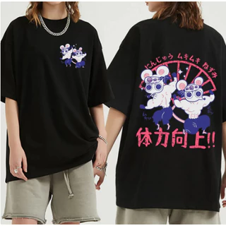 Camiseta de ratos muki musculares ninja Camisa Unissex Algodão Blusa