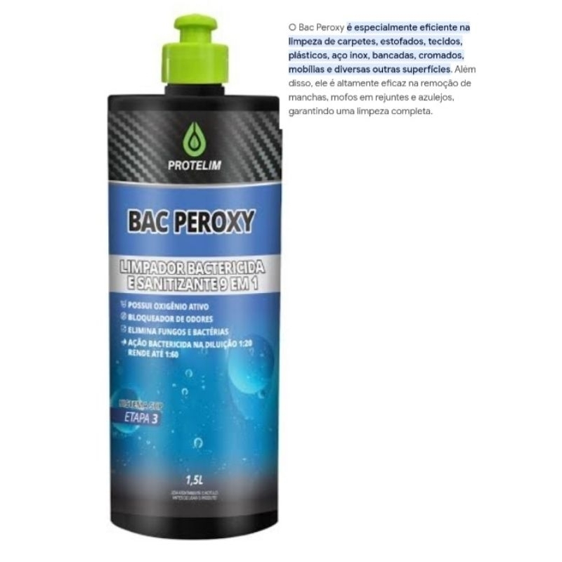 BAC PEROXY 1,5 LITRO – LIMPADOR DE USO GERAL DE ALTA PERFORMANCE - PROTELIM