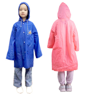 Capa de chuva infantil menino menina com capuz e bolsos PVC