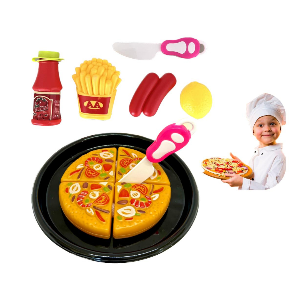 Kit Comidinhas De Brinquedo Bolo + Pizza Da Barbie Cotiplas