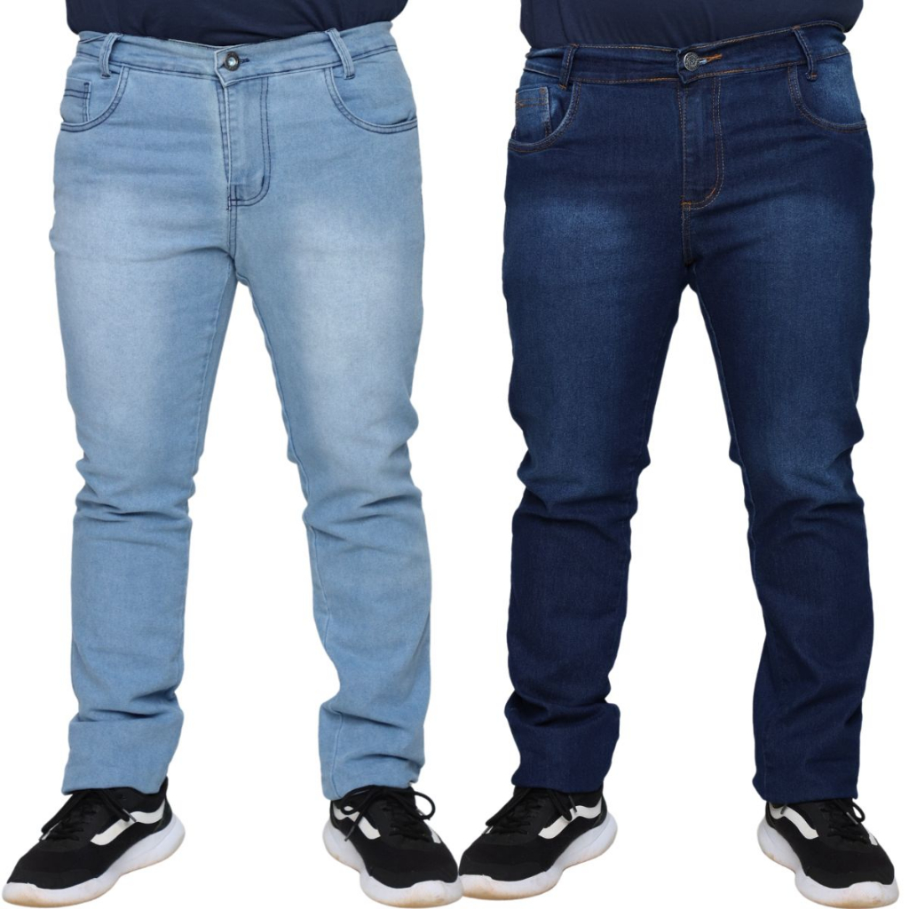 Kit 2 Calça Jeans Masculina Plus Size Slim com Lycra Elastano Tamanhos Grandes 58 - 60 - 62