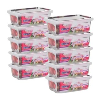 Kit 10 Marmitas Fitness 750ml Pote Freezer e Microondas Potes Plásticos Grandes com Trava