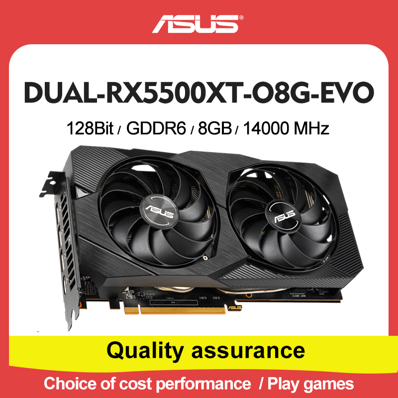 PLACA DE VIDEO ASUS DUAL RADEON RX 5500 XT 8GB OC 128-BIT, DUAL-RX5500XT-O8G-EVO