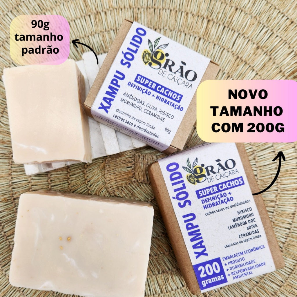 Xampu/Shampoo Sólido Vegano 200g Artesanal Embalagem Econômica | Shopee ...