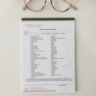 Bloco Receituário médico solicitação de exames pedido de exames Nutricionista Clinica Geral