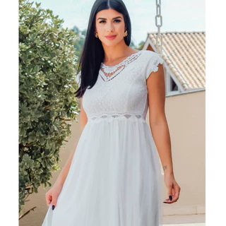 Vestido Longo Tule Sobreposição Para Festas E Eventos Sociais/moda Feminina Yj8129