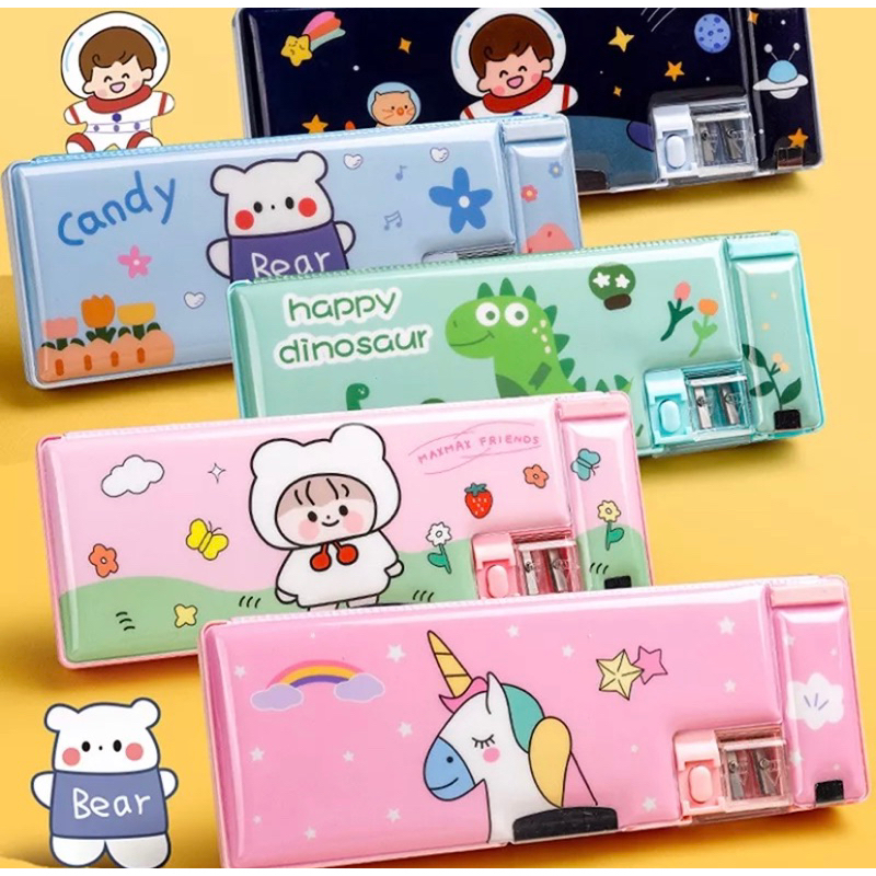 Sanrio Cinnamoroll Melody Lona Cor Dupla Camada Lápis De Zíper 3D Estojo De  Estudante Saco De Papelaria Presente De Natal