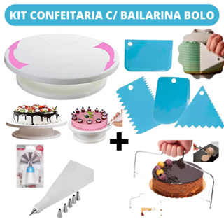 Kit Confeitaria Profissional Bailarina Giratória Raspadores Nivelador de Bolo Bico de confeitar Saco de confeitar