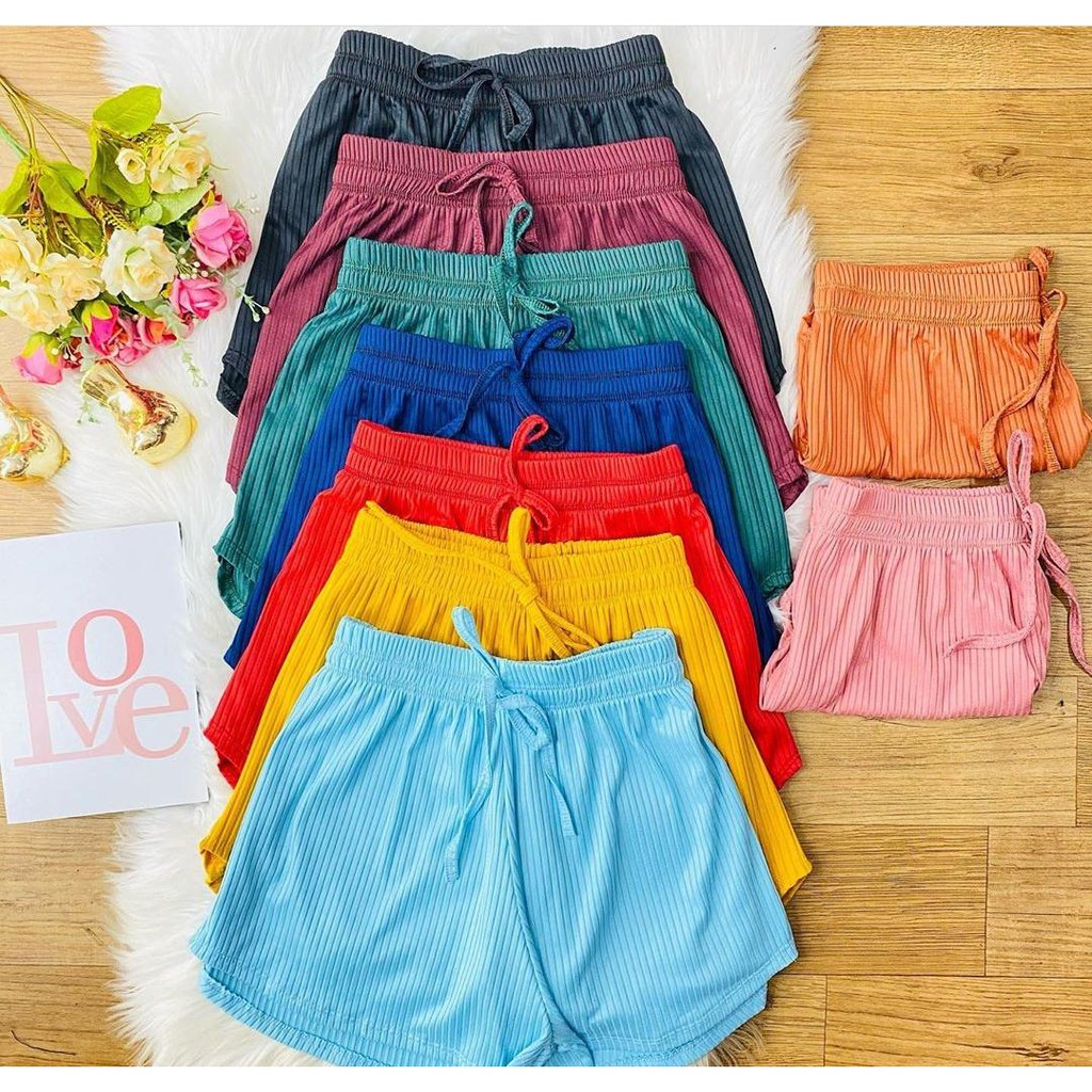 Kit 3 Short Curto feminino Malha Canelada tendência