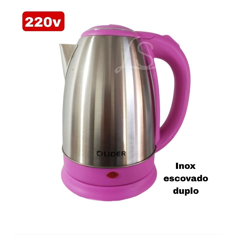 Jarra 1500w Chaleira elétrica 2L Rosa - Eterny 220V - Donna