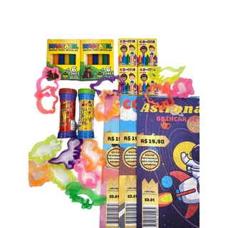 15 Sabão + 15 Giz de Cera 10G + 15 Colorir + 15 Massinha + 60 Cortador