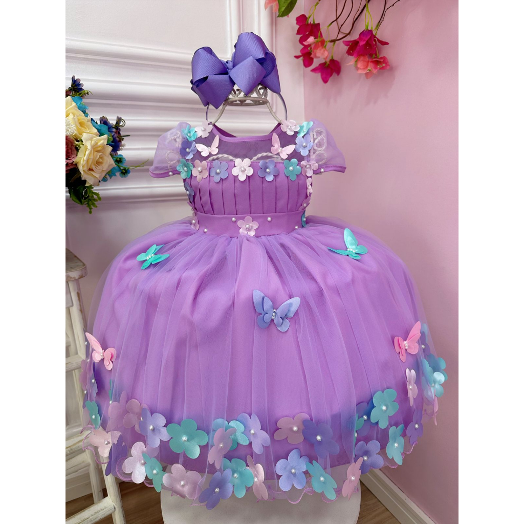 Vestido roxo infantil store festa