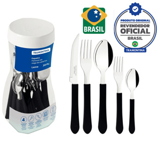 Kit - Jogo De Facas E Garfo Leme 24 Peças Em Aço Inox Cabo Preto Pbag -  Tramontina