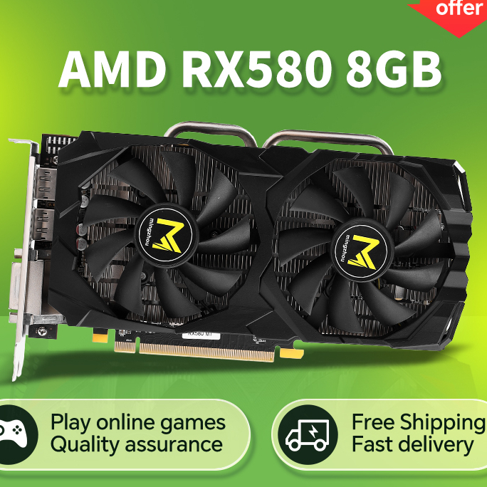 Placa gráfica AMD GPU para Gamer, RX 580, 8G, 256Bit, 2048SP, GDDR5, Radeon, 8GB, Mineração, Gaming Card