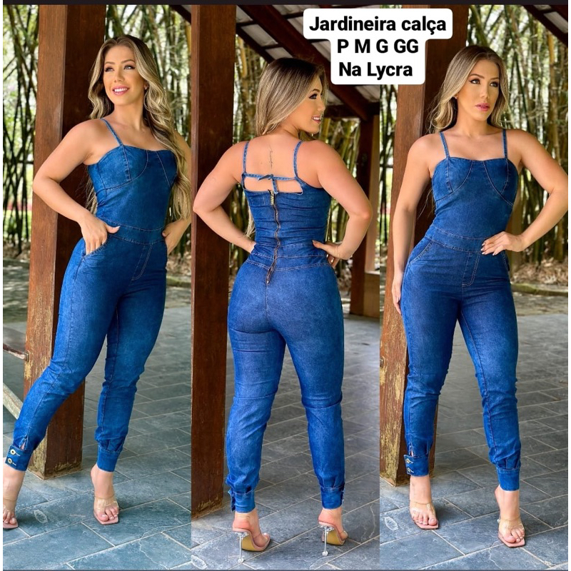 Macacão jeans hot sale para senhoras