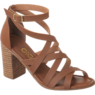 Sandália Feminina Gigil Salto Alto Grosso Sandal Boots Blogueira Tiras Trançadas Promoção Original Confortável