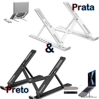 Suporte Metálico Ergonômico para Notebook, Tablet e Macbook Base Dobrável de Alumínio