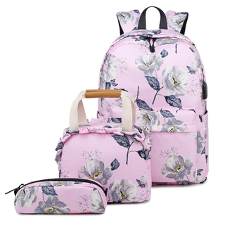 Kit Mochila Lancheira Estojo Notebook Reforçada Feminina Guelph