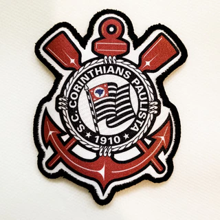 Patch bordado escudo do corinthians termocolante ou velcro