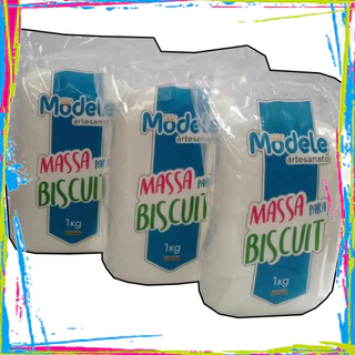 Massa para biscuit Branca c/ Clareador 1kg Modele Novidade