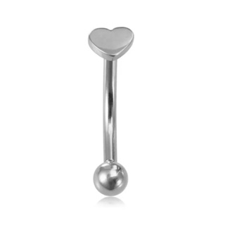 Piercing barbell curvo em coração vertical labret sobrancelha em aço  cirúrgico 316l