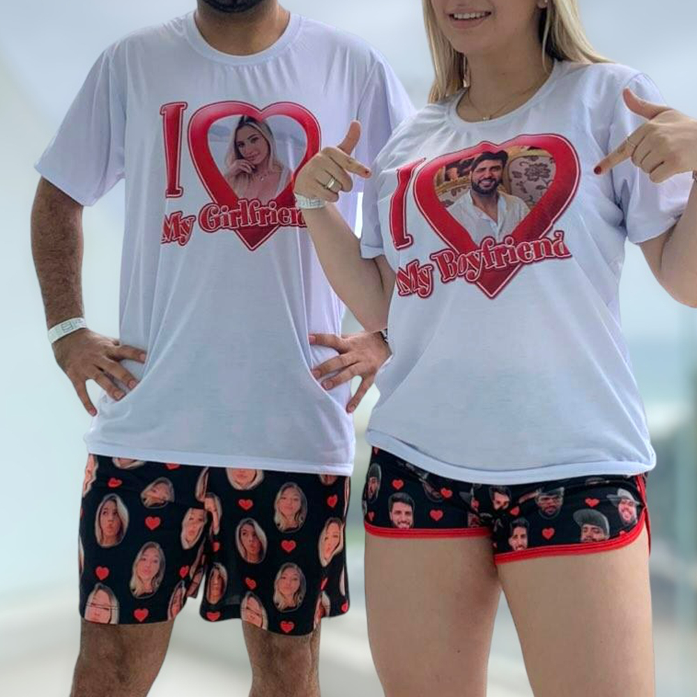 Conjunto Personalizado para Casal - Pijama com Sua Foto, Momentos Únicos