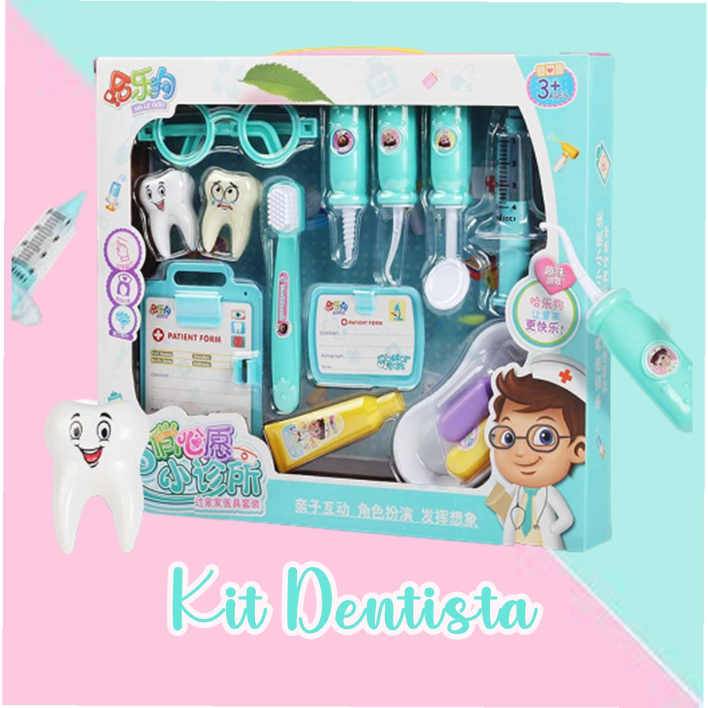 Brinquedo Kit Dentista Infantil Médico Doutor Didático - Azul