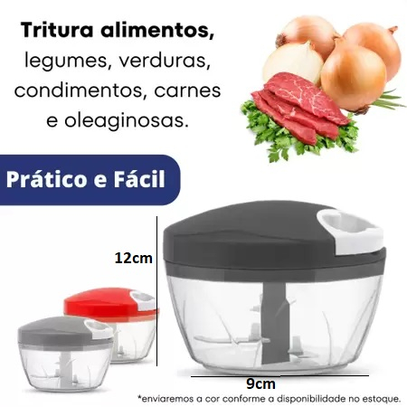 Processador Manual 500ml 3 Lâminas 12X9X12CM Alimentos Alho 
