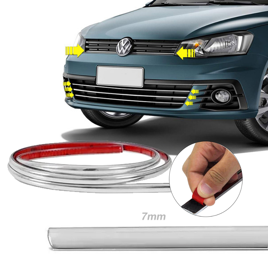 Friso Cromado Grade E Parachoque Volkswagen Gol G5 G6 G7