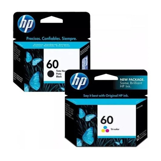 KIT CARTUCHO DE TINTA HP 60 PRETO E 60 COLORIDO ORIGINAIS
