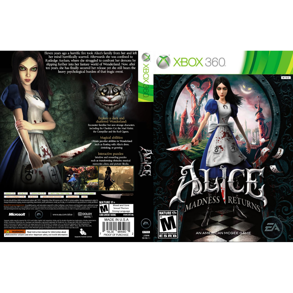 Alice Madness Returns para Xbox 360Lt com capa | Shopee Brasil