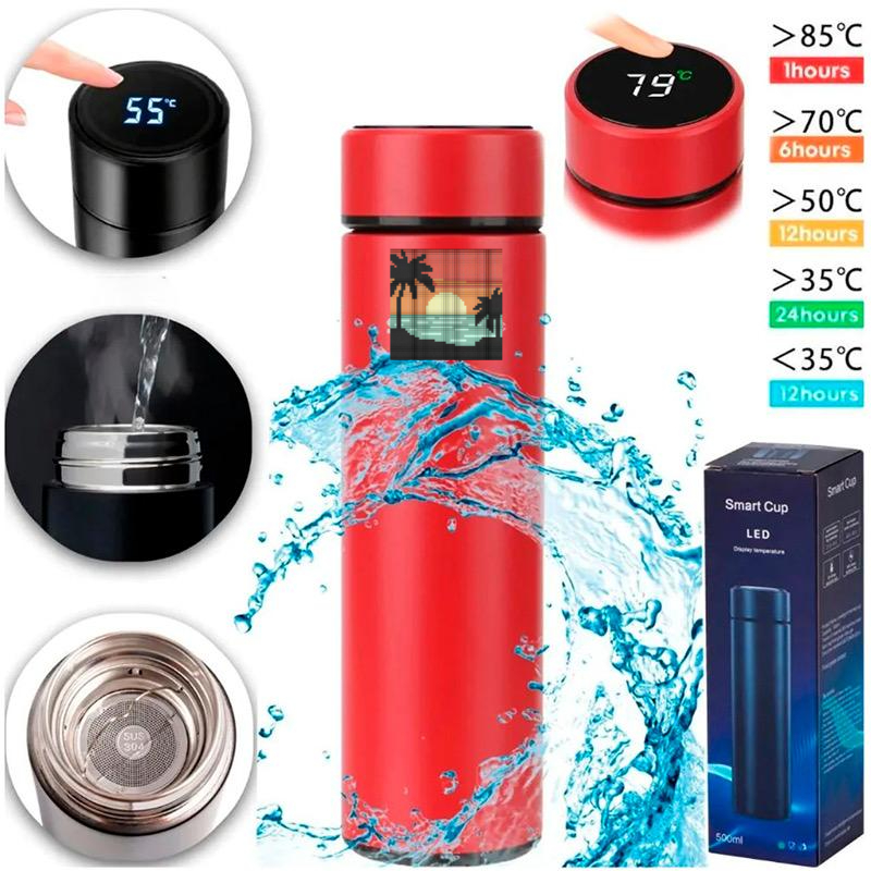 Garrafa Térmica Inteligente Sensor De Temperatura Digital Led Café Água Quente Gelado