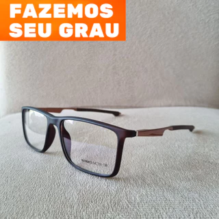 Armação Óculos masculino resistente Para grau qudrado esportivo flexível com mola de proteção miopia astigmatismo hipermetropia presbiopia vista cansada modelo 90413