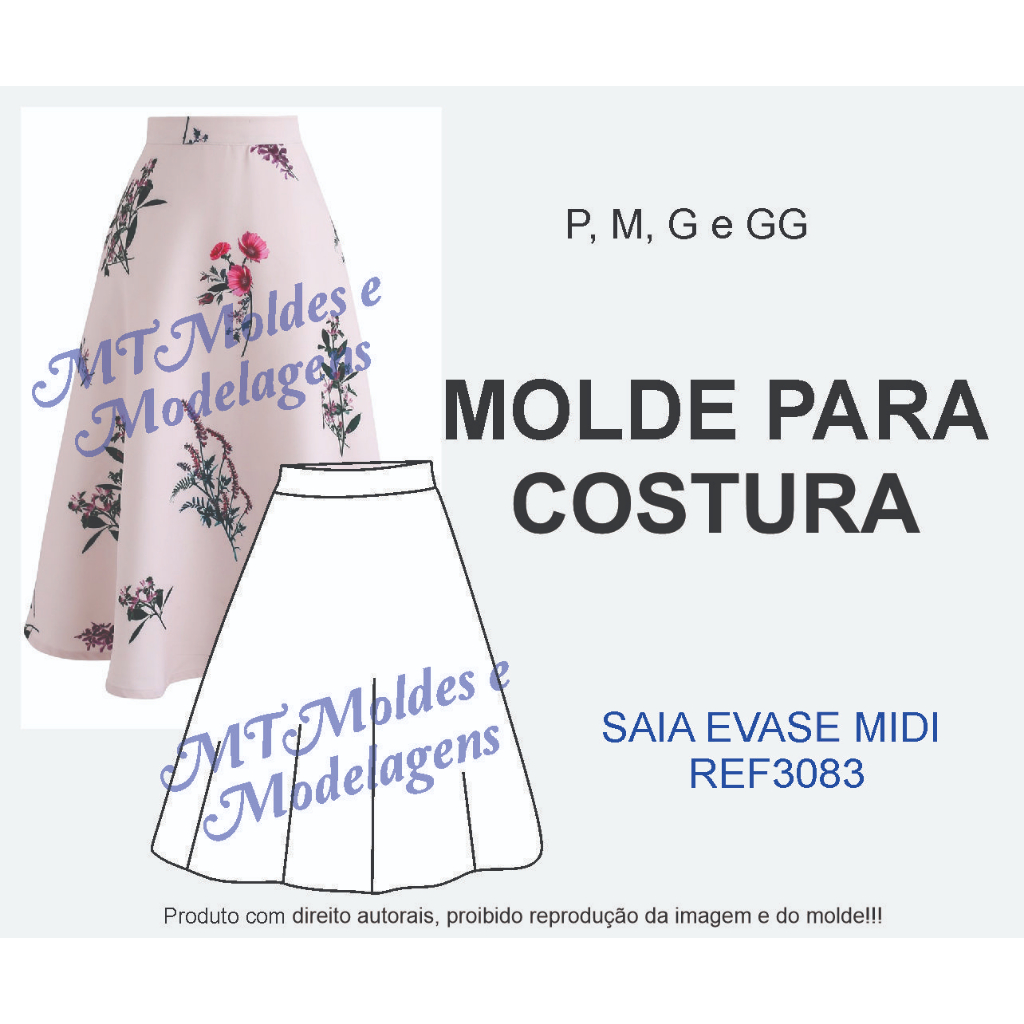 Modelagem best sale saia evase